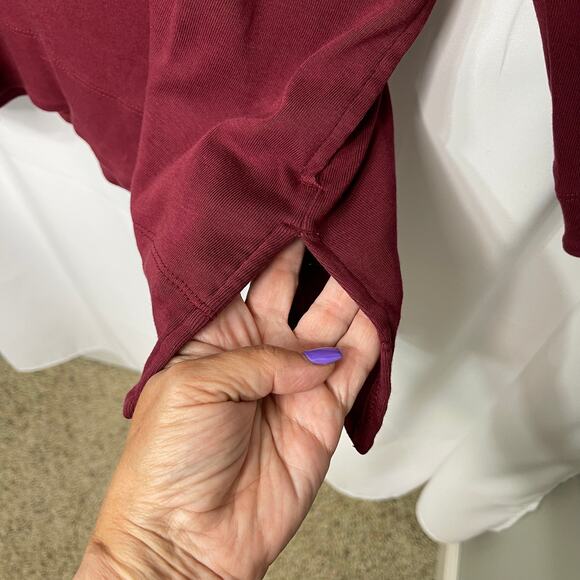 Chico's knit t-shirt tunic length top large 12 red burgundy THE UTLIMATE TEE - Picture 6 of 16